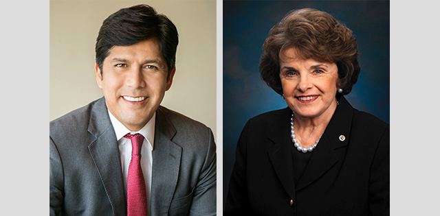 Photo of 2018 US Senate Candidates Kevin de Leon and Dianne Feinstein