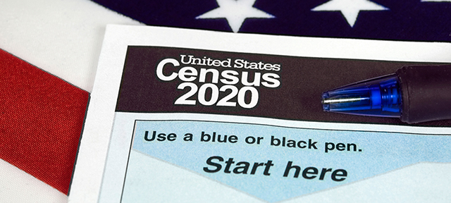 photo - Census 2020 Form and US Flag
