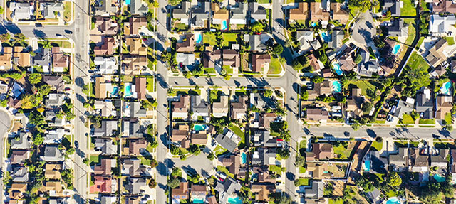 photo - Aerial View of Houses in California Suburb
