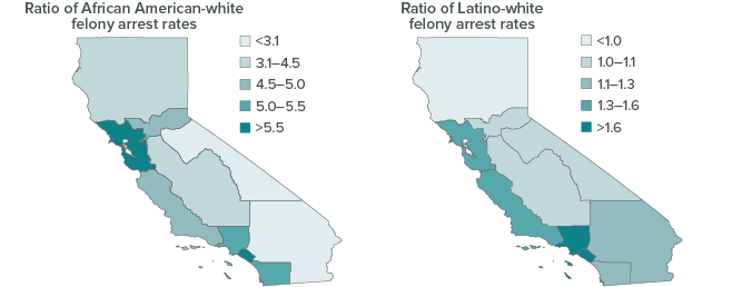 figure - Disparities in Felony Arrest Rates Appear Most Severe in the Most Populous Regions