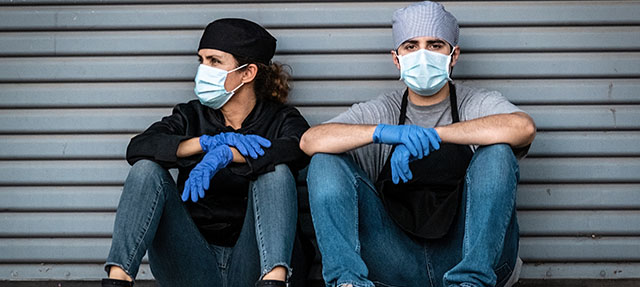 photo - Kitchen Workers Wearing Masks and Gloves
