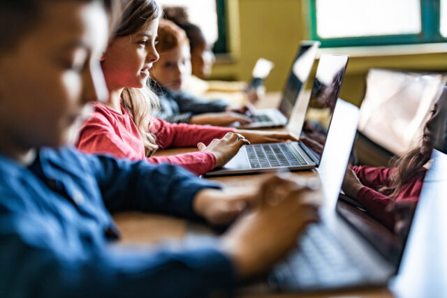 School children using computers