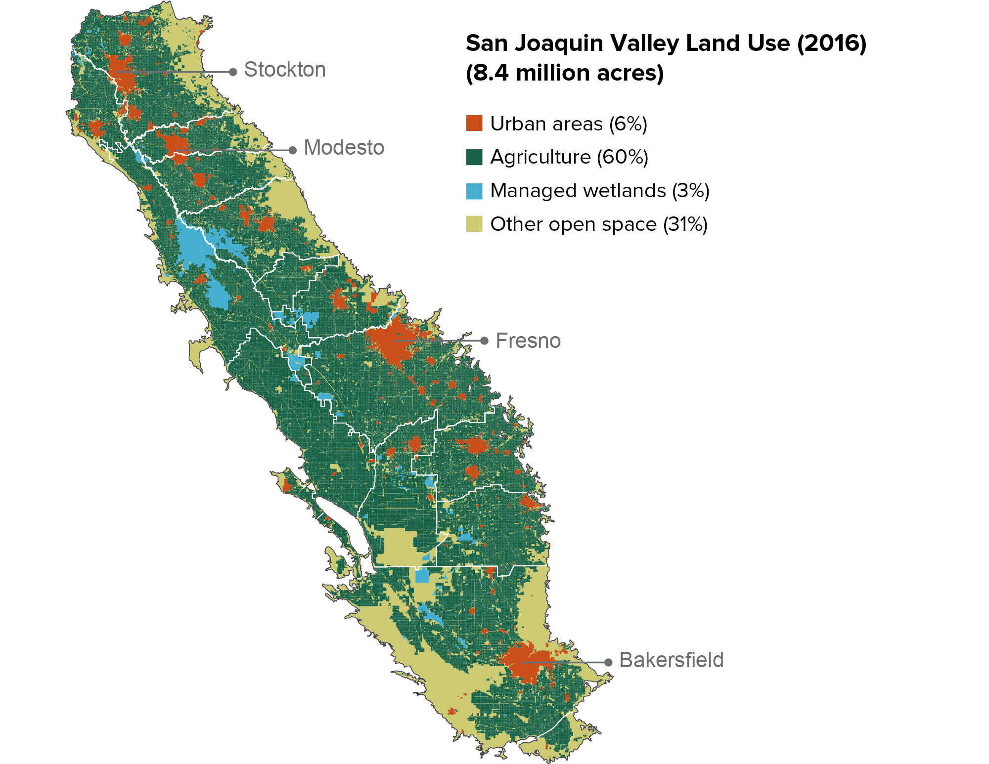 figure - The San Joaquin Valleys urban centers are surrounded by farmland