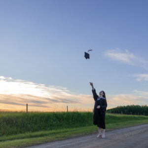 photo - Graduate Cap Throw on Rural Road