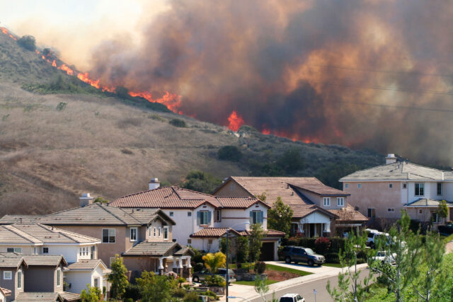 photo - Southern California brush fire near houses