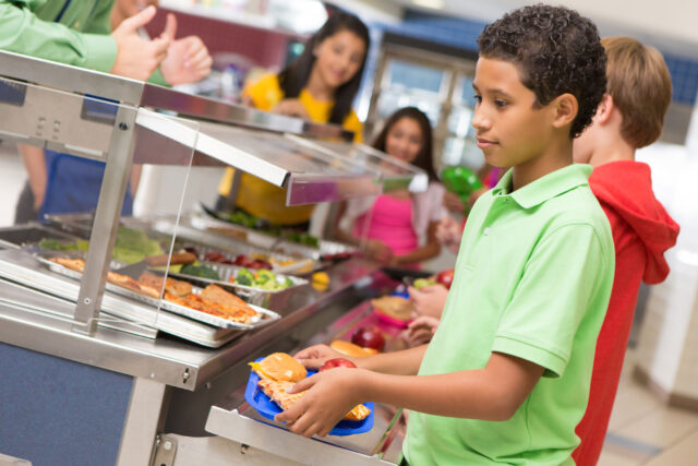 photo - Students in School Cafeteria Line