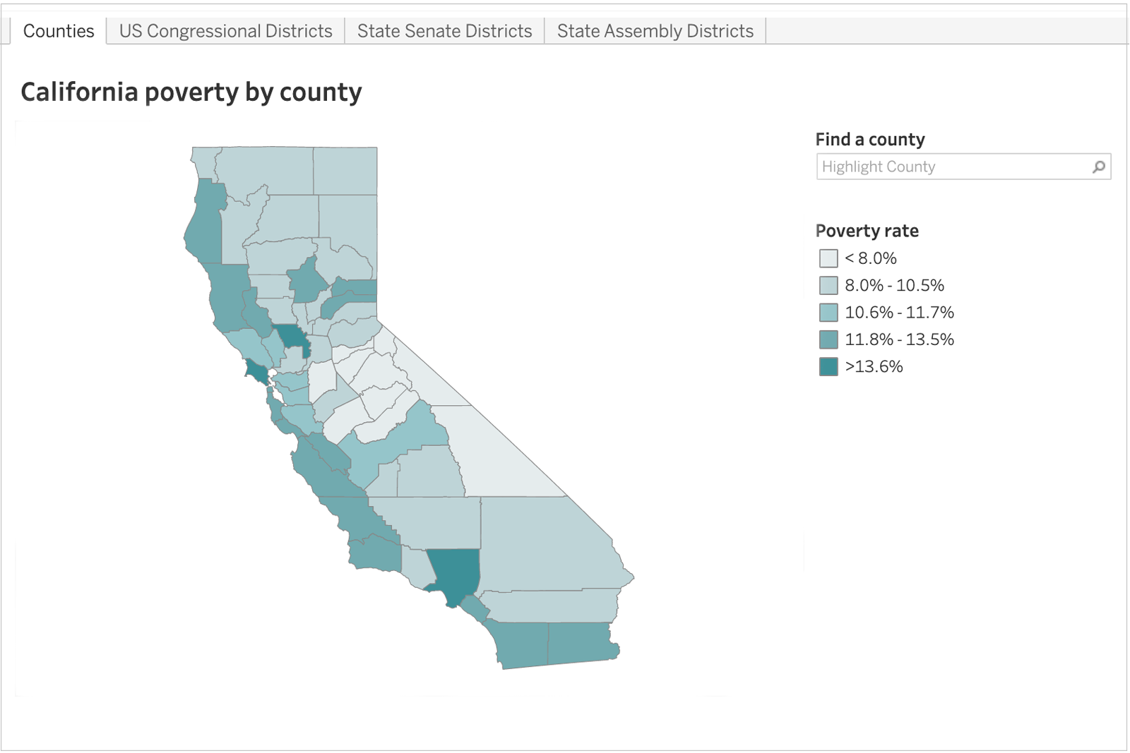 California Poverty by County and Legislative District Public Policy